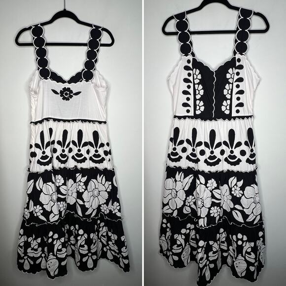 Farm Rio Cutwork Cotton Midi Dress Size Large - Picture 3 of 8